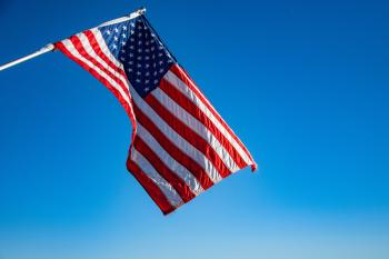 American flag blue sky